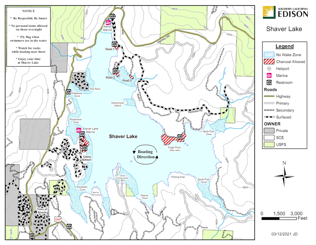 Shaver Lake Road 1 and 2 Map